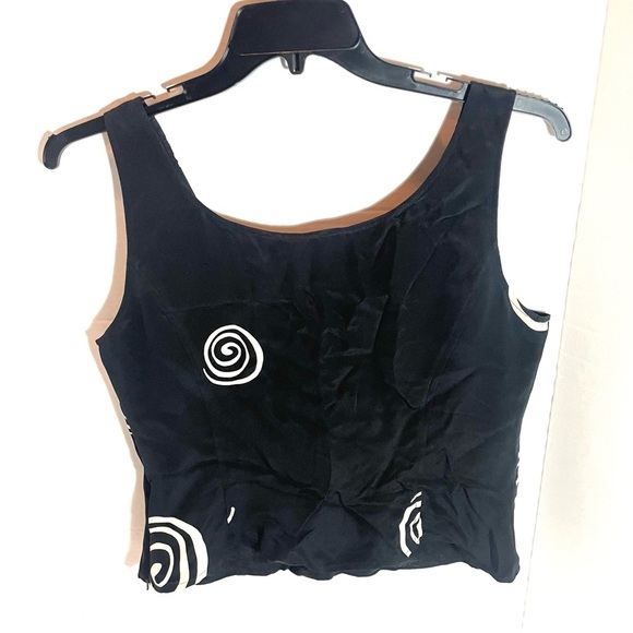 Finity Studio Black Tank Top with White Spiral Design Size 14. - Picture 3 of 12